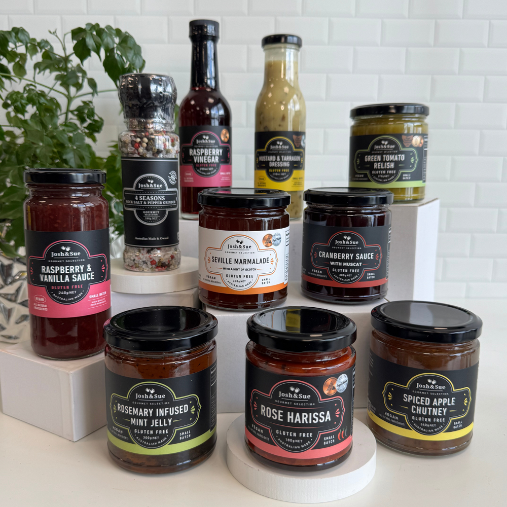 10pc Family Favourites - Our entire gourmet food range is Gluten Free, and these are all Vegan too, crafted in small, artisan batches to ensure the perfect flavour and quality every time. The perfect gift idea for foodies, the Summer Essentials Gift Hamper is perfect as a thank you hamper, birthday hamper, as a settlement gift or corporate gift.