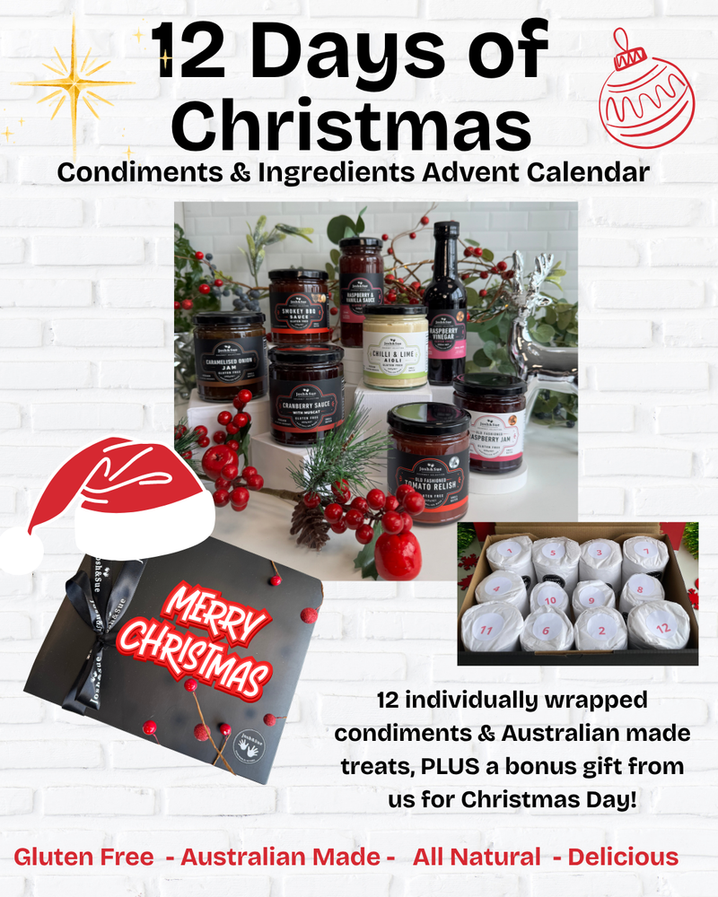
                  
                    Josh&Sue 12pc Advent Gourmet Pack Wake up to a different gourmet treat every day, you will receive a mix of 12 condiments, individually wrapped, we can add a card and send as a gift.
                  
                