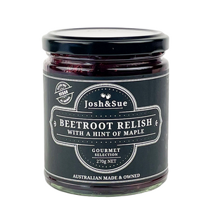 
                  
                    Josh&Sue Beetroot Relish with a hint of maple, Australian Owned and made, Vegan and Gluten Free
                  
                