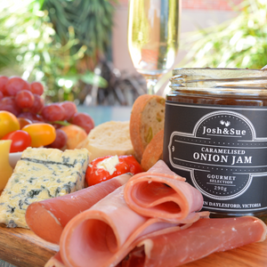 
                  
                    Josh&Sue Caramelised Onion Jam, Australian Owned and Made, crafted in Victoria, Gluten Free and Vegan, Platter with Onion Jam
                  
                