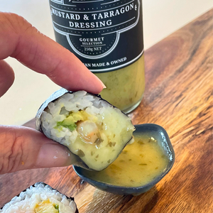 
                  
                    Mustard and Tarragon Dressing, handcrafted in Victoria.
                  
                